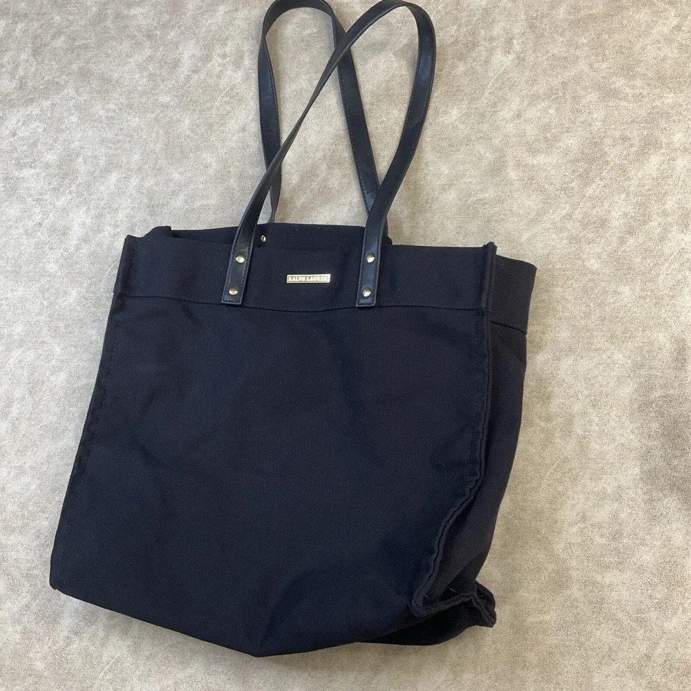 Lauren Ralph Lauren Tote Bag Handbag Shopper Fragrance Black 14.5x13.5 - Picture 4 of 9